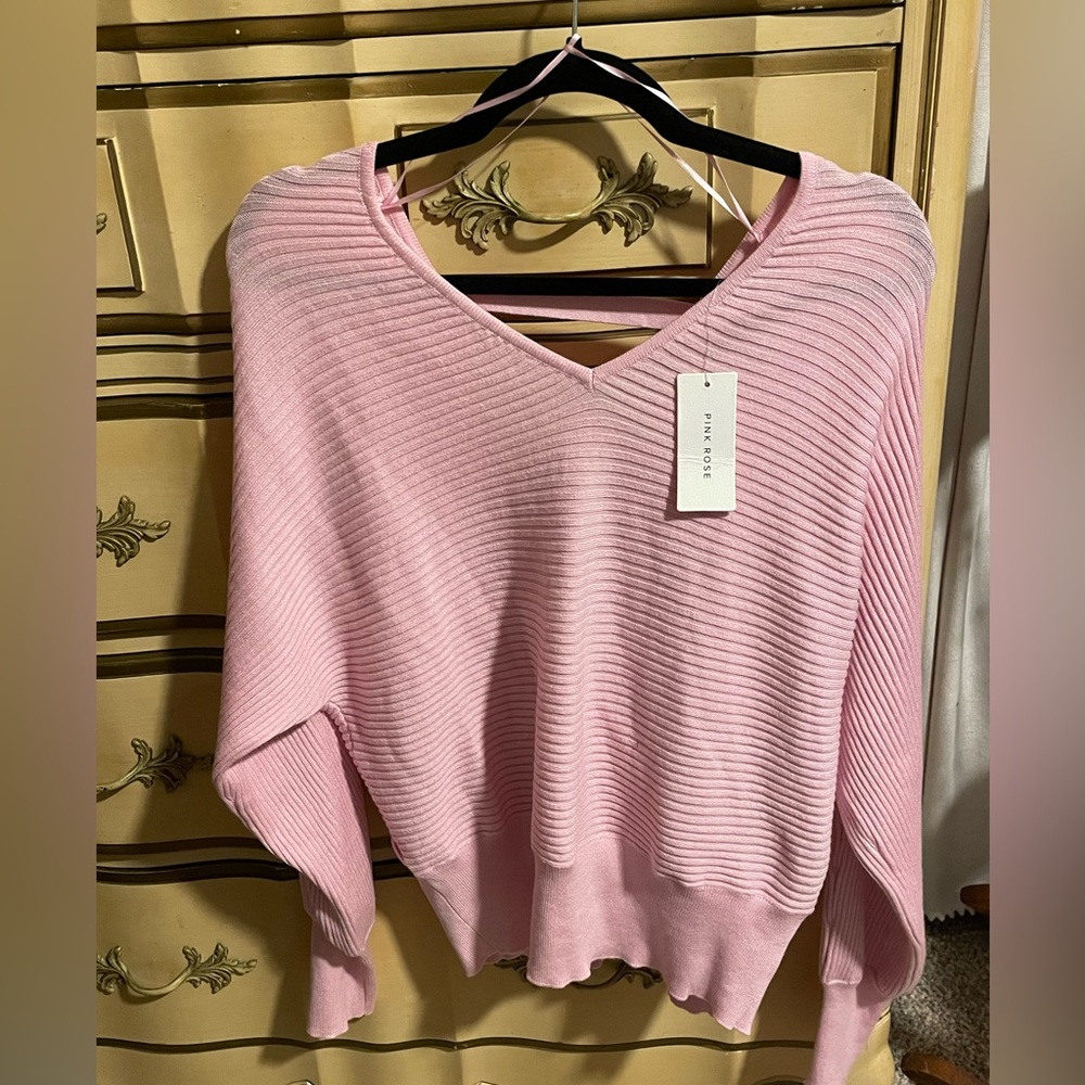 Pink Rose Open Back Sweater